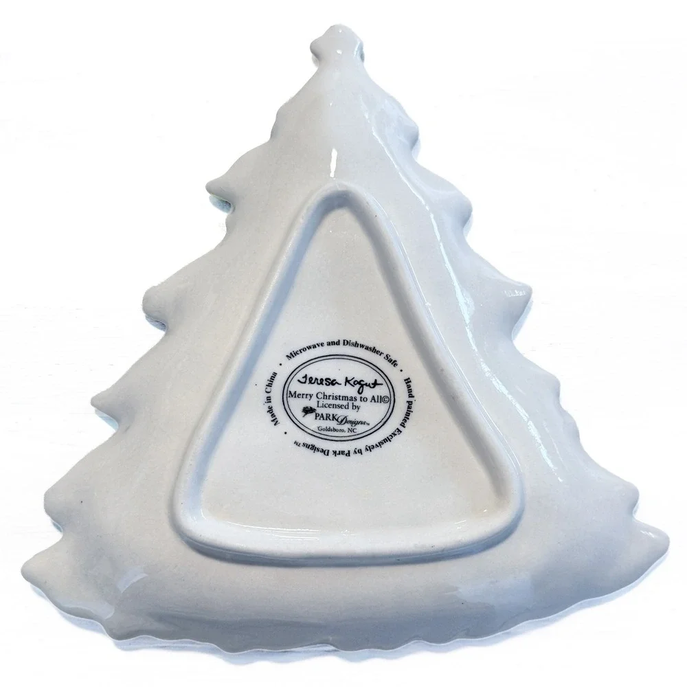 Park Designs Teresa Kogut Christmas Joys Ceramic Tree Trivet Spoon Rest Folk Art